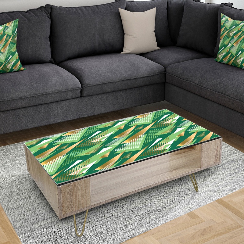 Triangular Gold and Green Design I - Glam Coffee Table