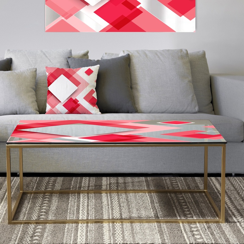 Triangular Red 1 - Metal Modern Coffee Table