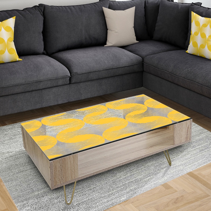 Abstract Retro Geometric Pattern IV - Glam Coffee Table