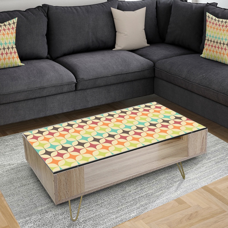 Abstract Retro Geometric Pattern V - Glam Coffee Table