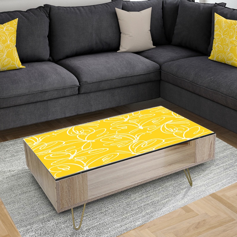 Butterflies hand drawn color pattern - Glam Coffee Table