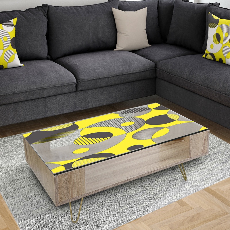 Circular Abstract Retro Geometric I - Glam Coffee Table