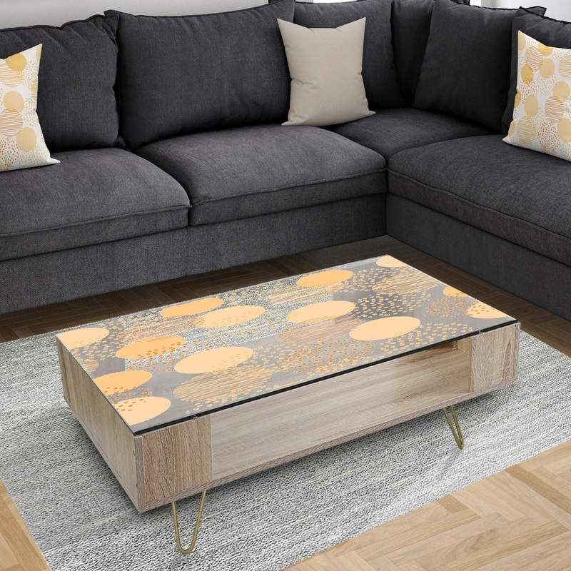 Circular Abstract Retro Geometric IX - Glam Coffee Table