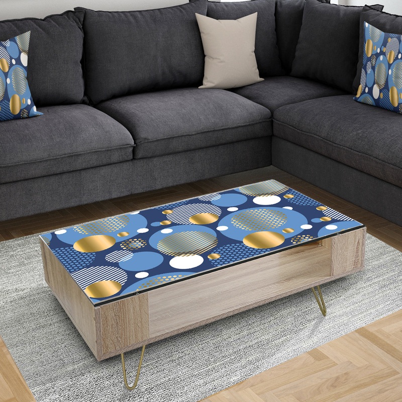 Circular Abstract Retro Geometric XI - Glam Coffee Table