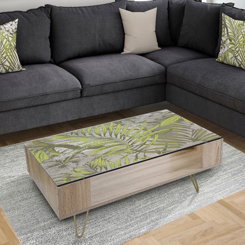Tropical Palm Leaves I - Glam Coffee Table