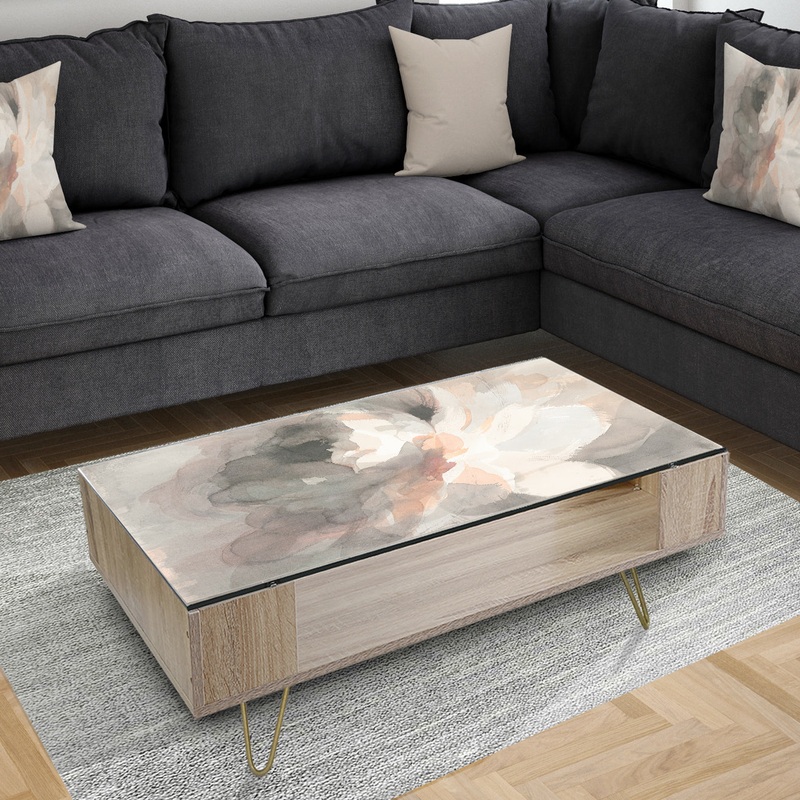 Abstract Peony Grey - Shabby Chic Coffee Table