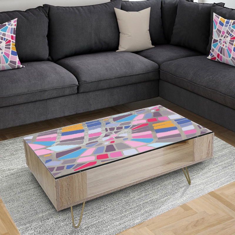 Abstract Retro Geometric Pattern I - Glam Coffee Table