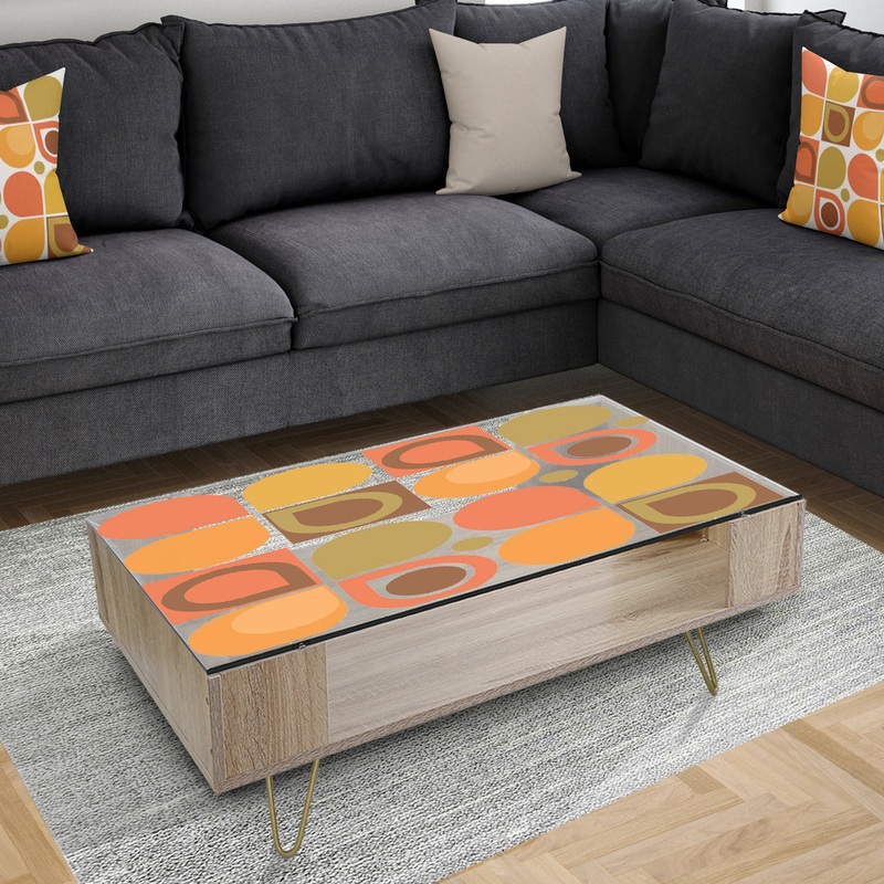 Abstract Retro Geometric Pattern VI - Glam Coffee Table
