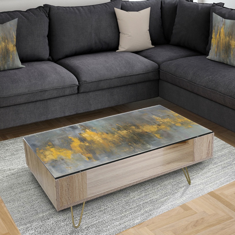 Black and Gold Glam Abstract - Transitional Coffee Table