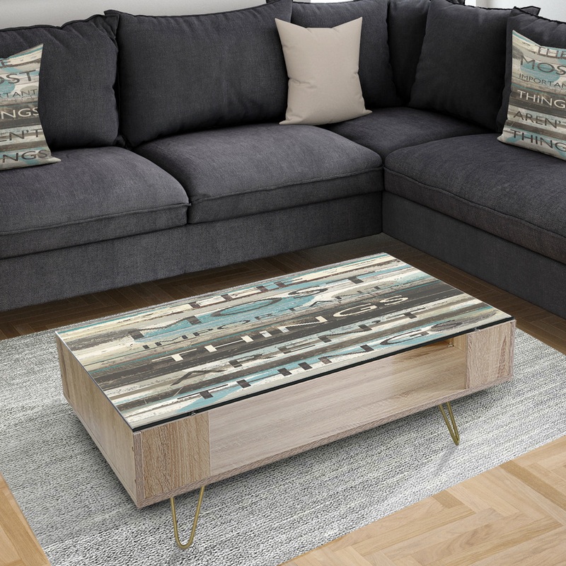 Blue Zephyr Quote II - Traditional Coffee Table