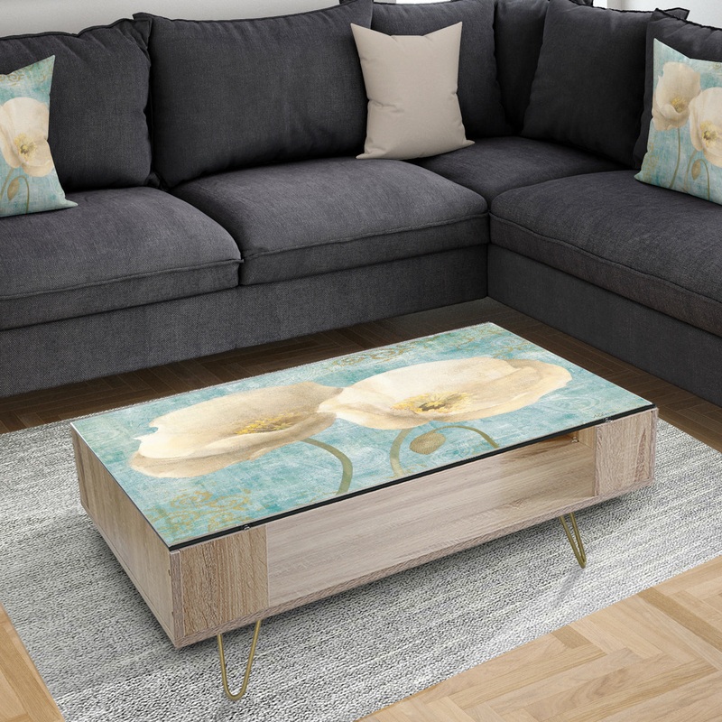 bouquet Poppies on Paisley II - Traditional Coffee Table