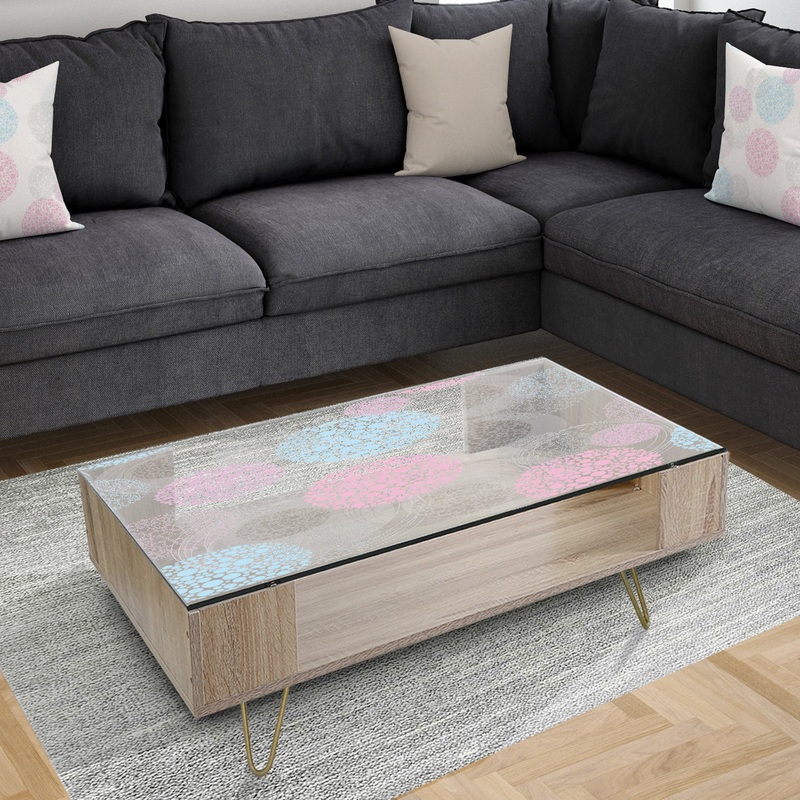 Circular Abstract Retro Geometric III - Glam Coffee Table