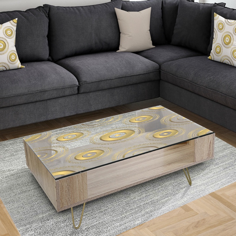 Circular Golden Pattern I - Glam Coffee Table