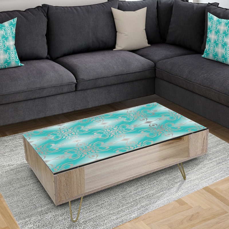 Retro Turquoise Pattern - Glam Coffee Table