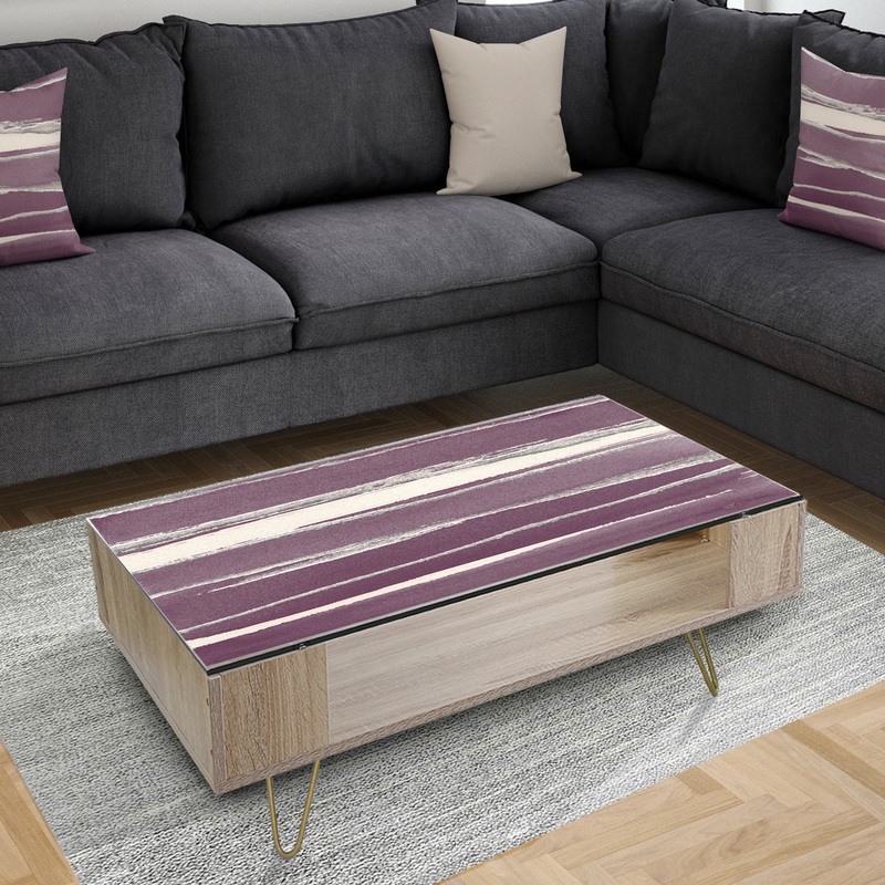 Shabby Watercolor on Purple III - Transitional Coffee Table