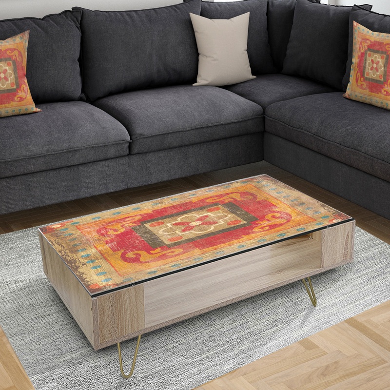 The Curated Nomad Arca 'Moroccan Orange Tiles Collage II - Traditional Coffee Table