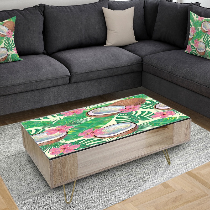 Tropical Cooconut and Jungle Flowers - Glam Coffee Table