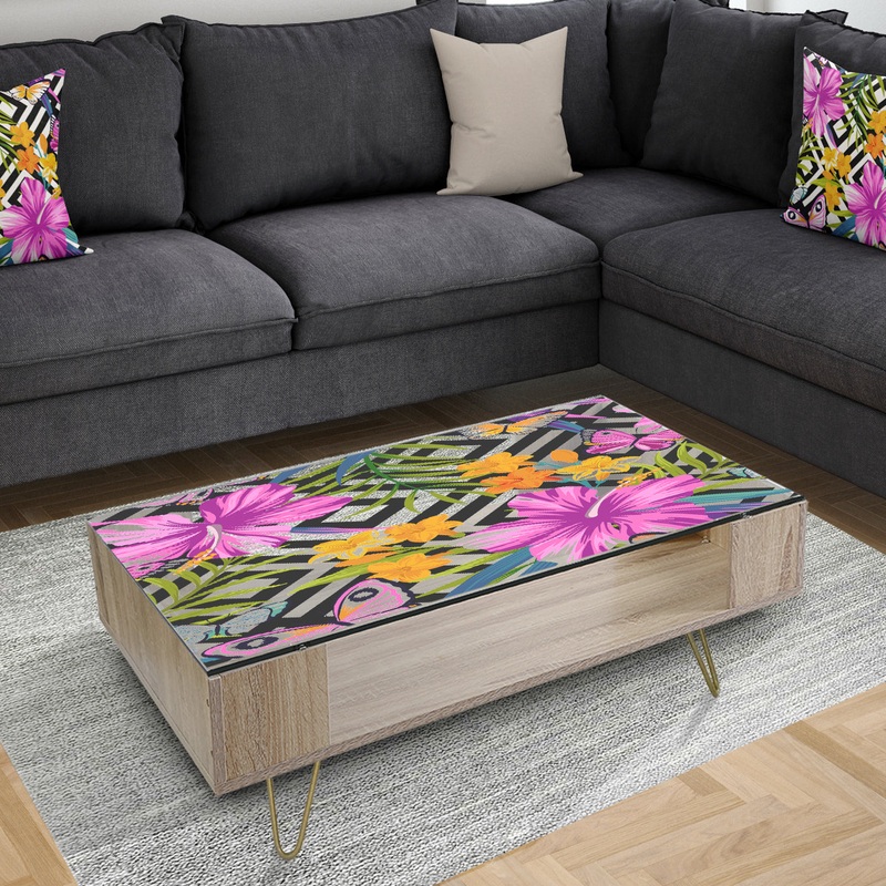 Tropical Foliage and Geometrics - Glam Coffee Table