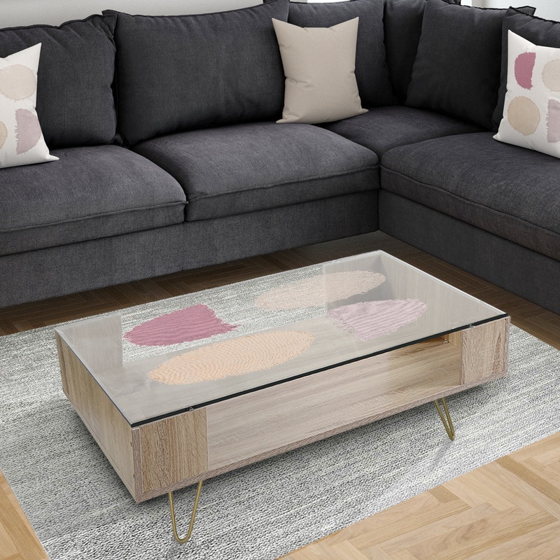 Unique Beige Circle Designs II - Transitional Coffee Table