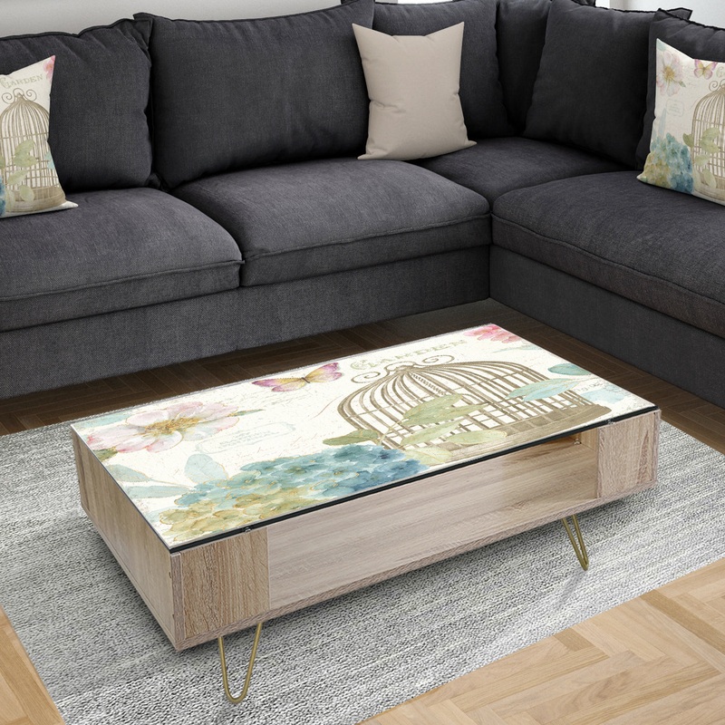 Vintage Floral Birdcage II - Traditional Coffee Table