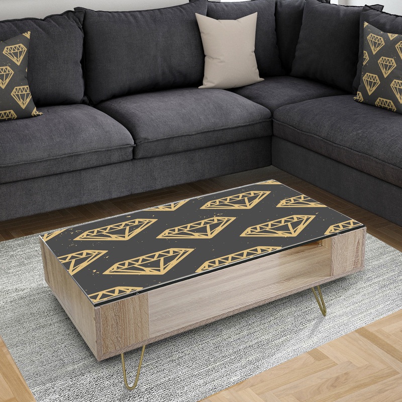 Vintage Golden Diamonds - Glam Coffee Table