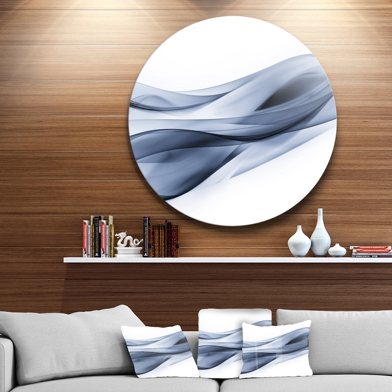 Glittering Light Blue Pattern - Abstract Digital Art Circle Metal Wall Art