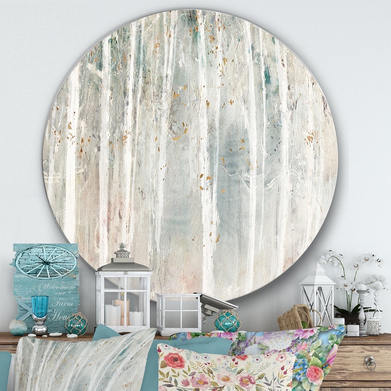 Porch & Den A Woodland Walk into the Forest III - Farmhouse Metal Circle Wall Art