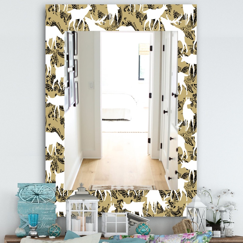 Wild Animals Pattern - Farmhouse Mirror - Frameless Vanity Mirror
