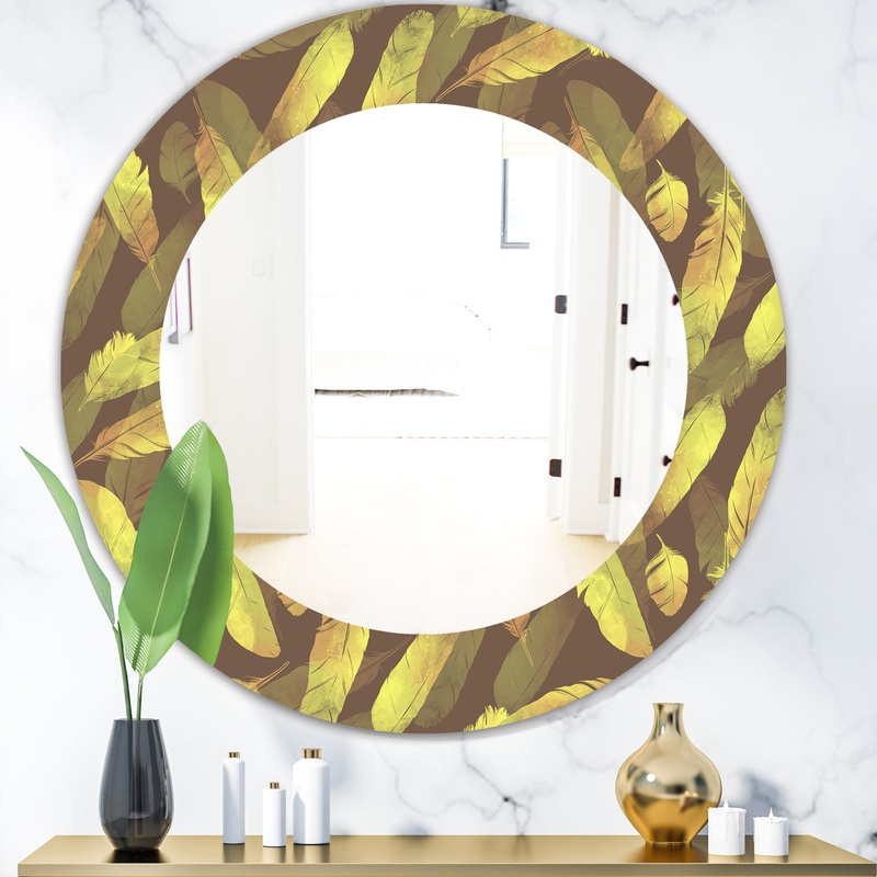 Yellow Moods 4 - Bohemian and Eclectic Mirror - Oval or Round Wall Mirror