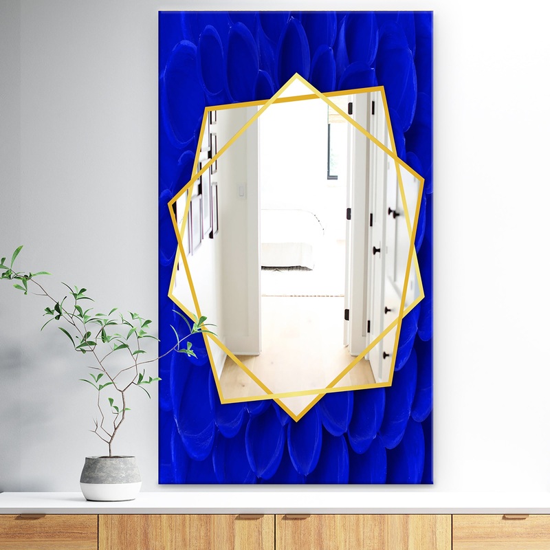 Abstract Blue Flower Petals - Traditional Mirror - Frameless Wall Mirror