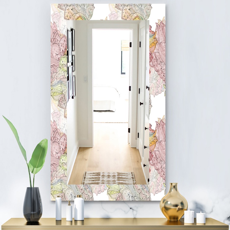 Watercolor Painting With Ethnic Motif - Bohemian and Eclectic Mirror - Modern Wall Mirror