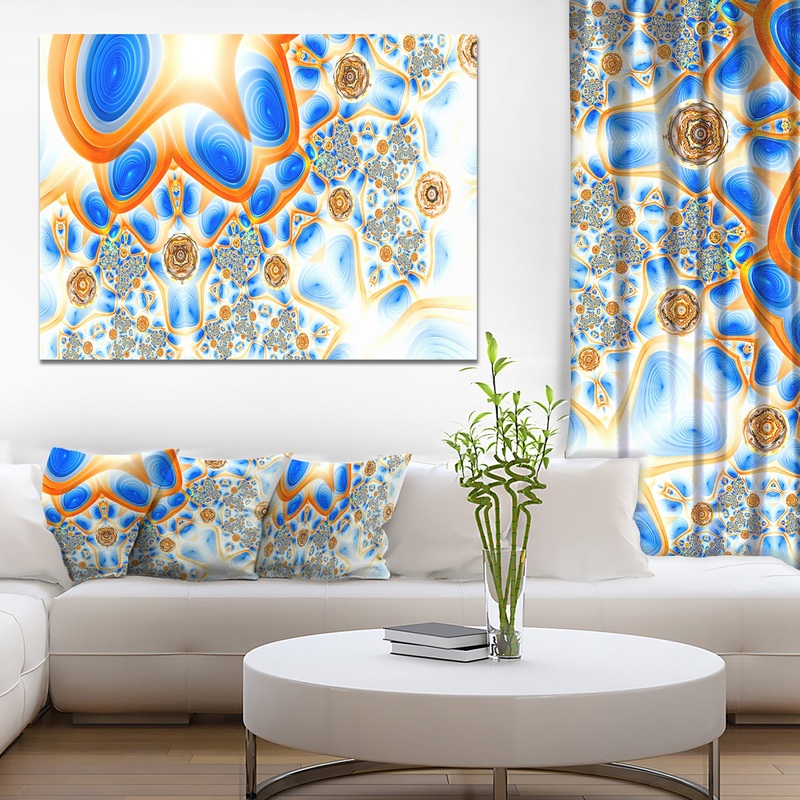 Yellow Blue Exotic Pattern - Extra Large Abstract Canvas Wall Art