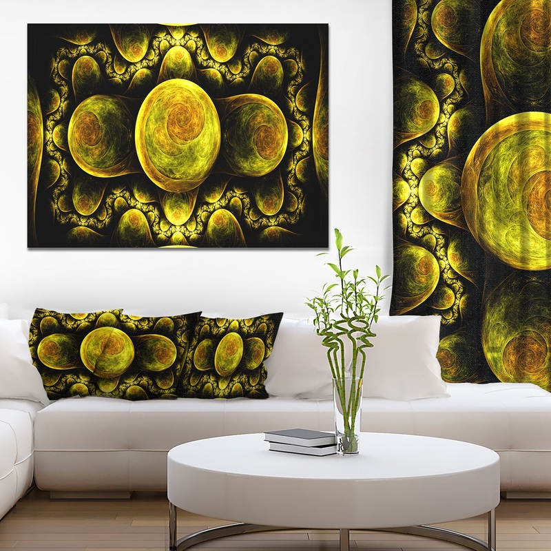 Yellow Exotic Fractal Pattern - Abstract Art on Canvas