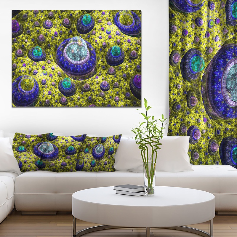 Yellow Fractal Exotic Planet - Extra Large Canvas Art Print