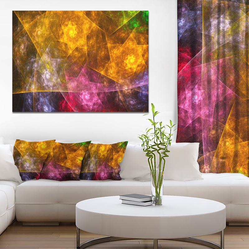 Yellow Pink Rotating Polyhedron - Extra Large Canvas Art Print