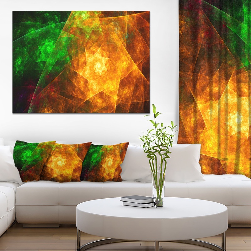 Yellow Rotating Polyhedron - Extra Large Canvas Art Print