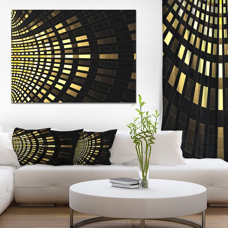 Abstract Fractal Gold Square Pixel - Extra Large Abstract Canvas Art Print