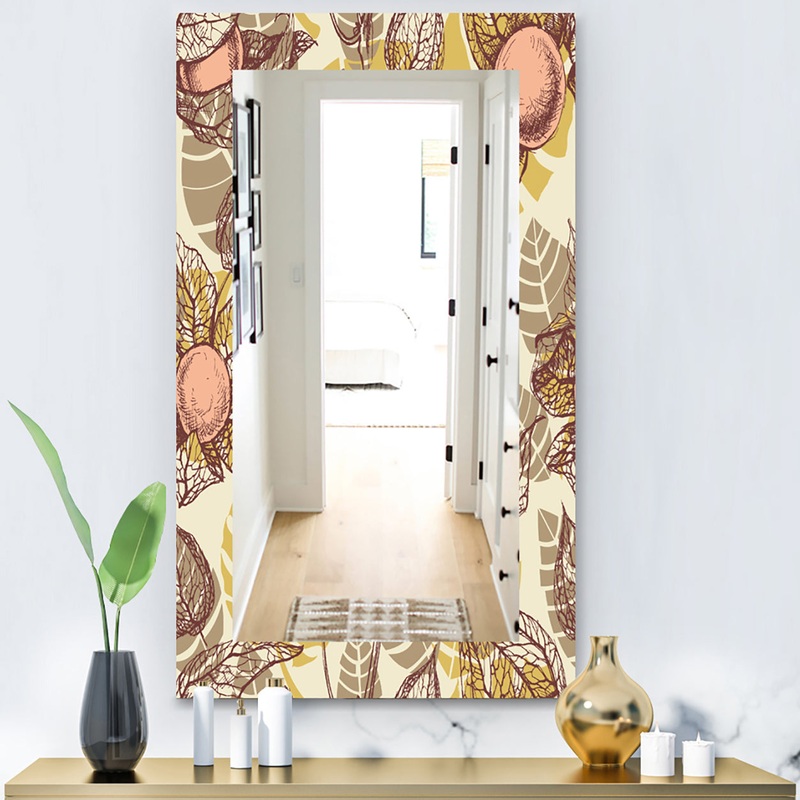 Vintage Physalis Drawing - Bohemian and Eclectic Mirror - Modern Wall Mirror