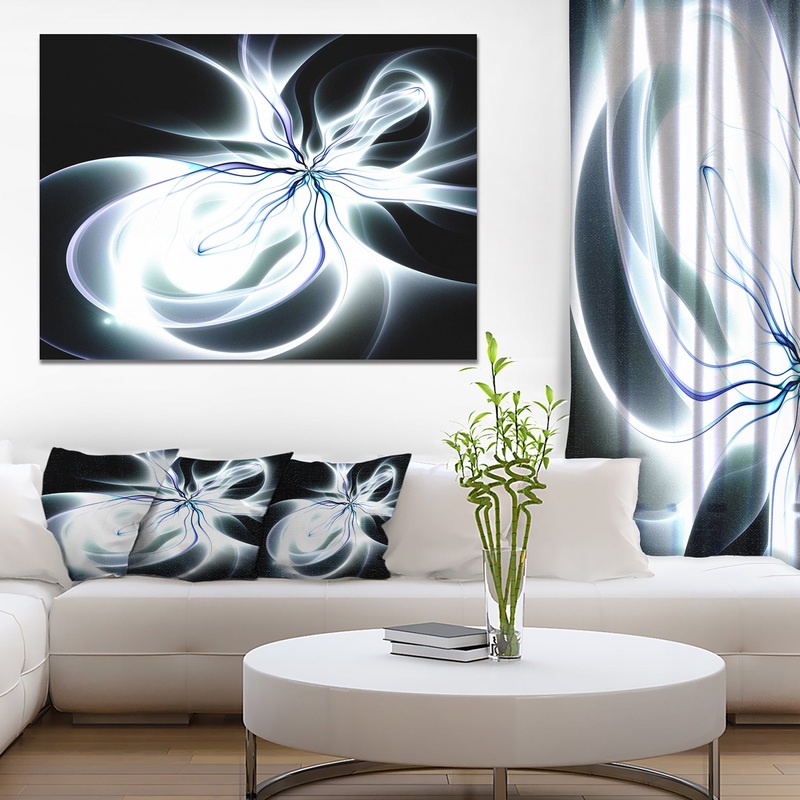 White Symmetrical Fractal Flower - Extra Large Abstract Canvas Art Print