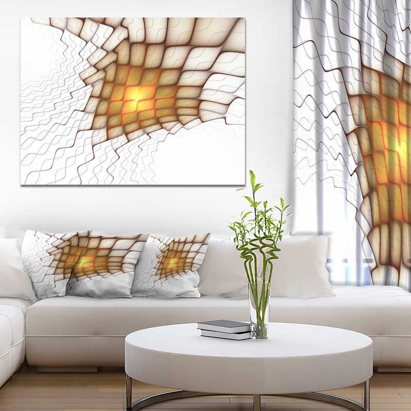 Yellow Flames on White Blocks - Extra Large Abstract Canvas Art Print