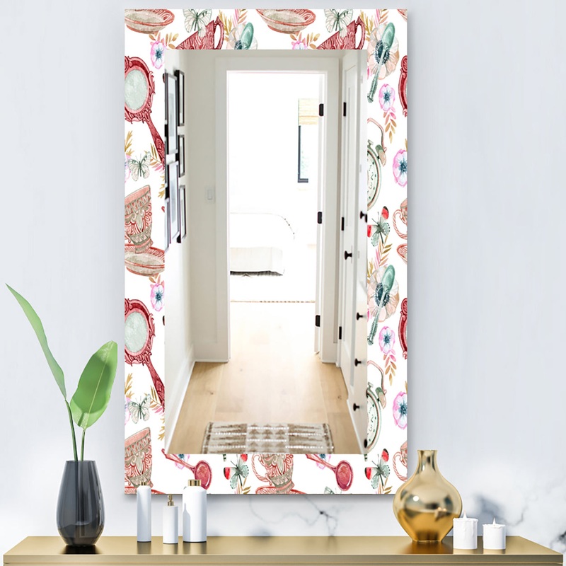 Watercolor Tea Pattern - Modern Mirror - Wall Mirror