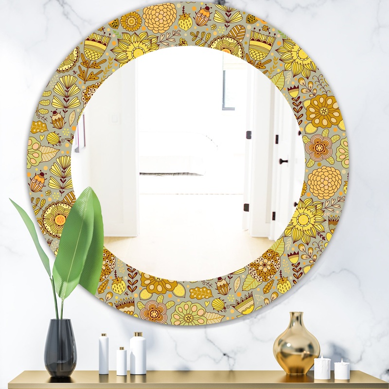 Yellow Moods 22 - Modern Mirror - Oval or Round Wall Mirror