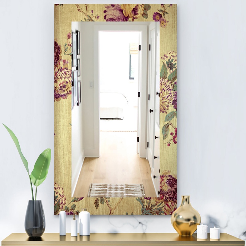 Vintage Purple Flowers - Bohemian and Eclectic Mirror - Vanity Mirror