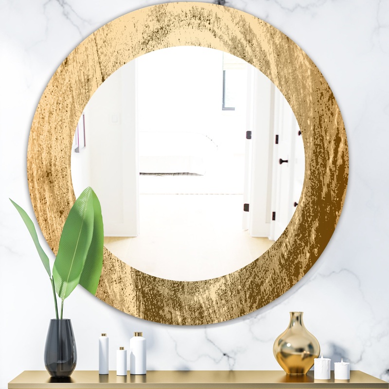 Vintage Tree Grooves Annual Rings On Stump - Bohemian and Eclectic Mirror - Oval or Round Wall Mirror