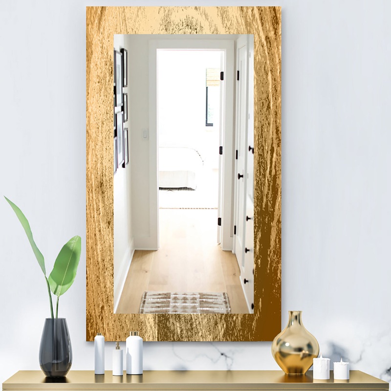 Vintage Tree Grooves Annual Rings On Stump - Bohemian and Eclectic Mirror - Vanity Mirror