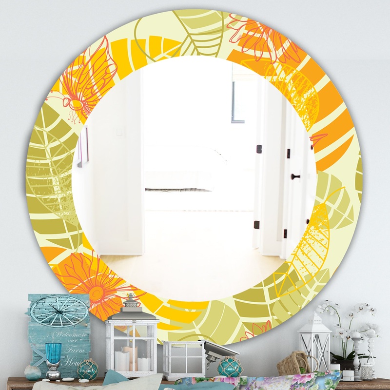 Yellow Moods 24 - Traditional Mirror - Oval or Round Wall Mirror