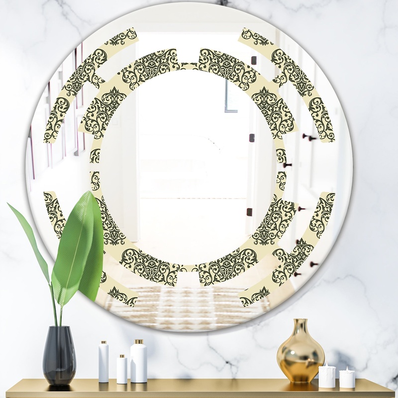 Abstract Design Retro Pattern III - Modern Round or Oval Wall Mirror - Space