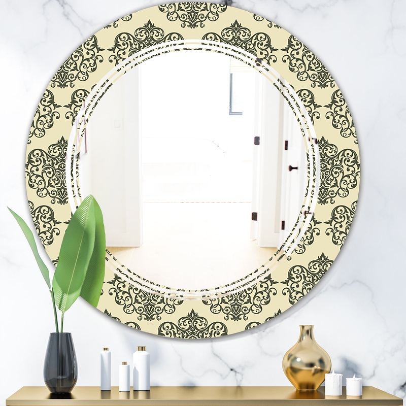 Abstract Design Retro Pattern III - Modern Round or Oval Wall Mirror - Triple C