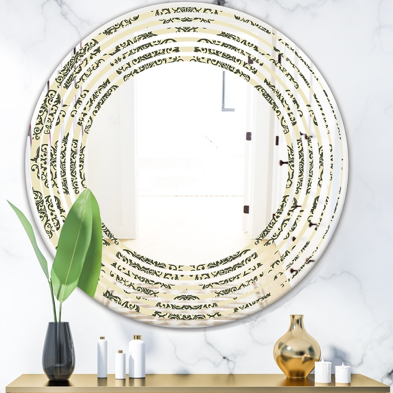 Abstract Design Retro Pattern III - Modern Round or Oval Wall Mirror - Wave
