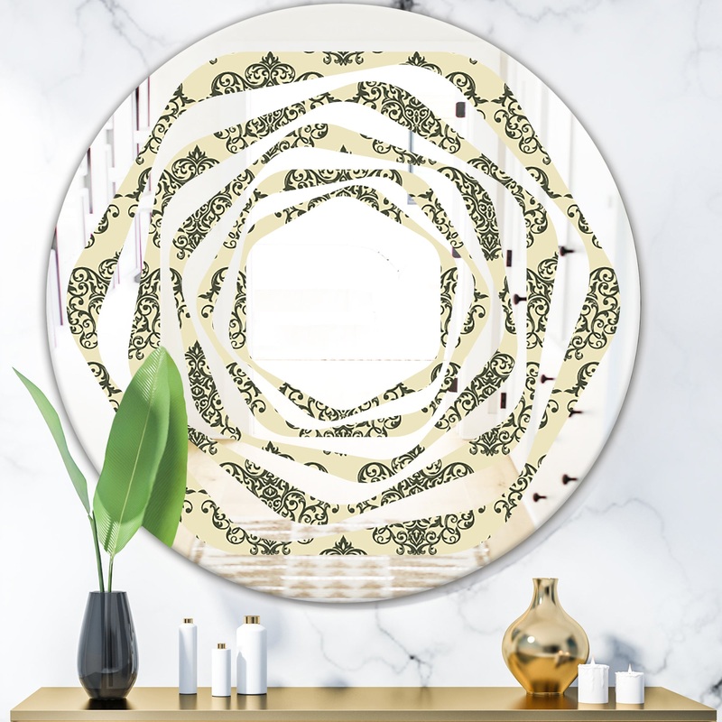 Abstract Design Retro Pattern III - Modern Round or Oval Wall Mirror - Whirl